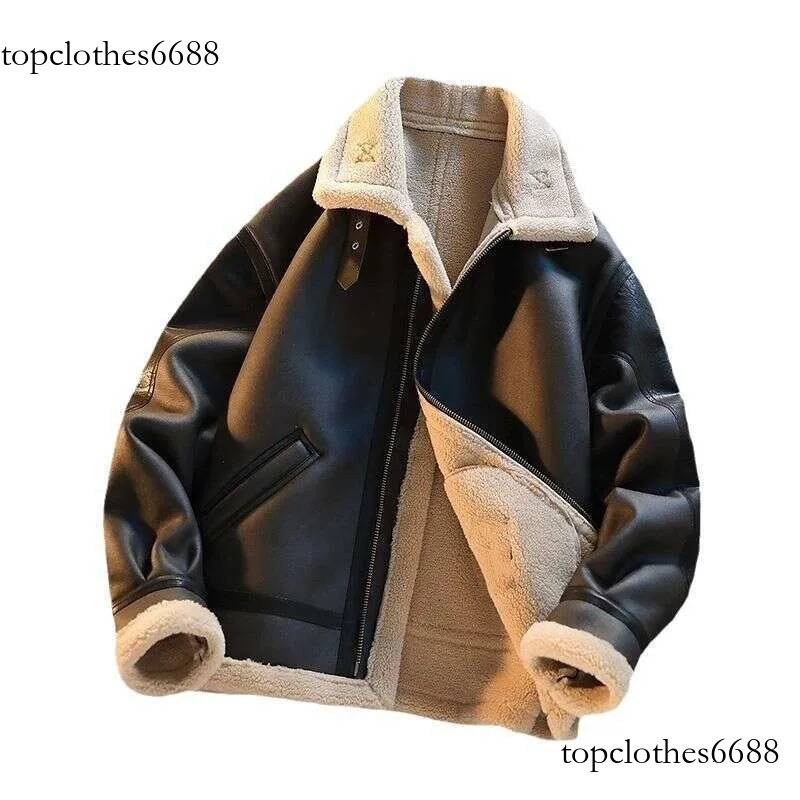 Men's Clothing winter plus veet thickened motorcycle clothing trendy deerskin cotton coat lambskin leather jacket