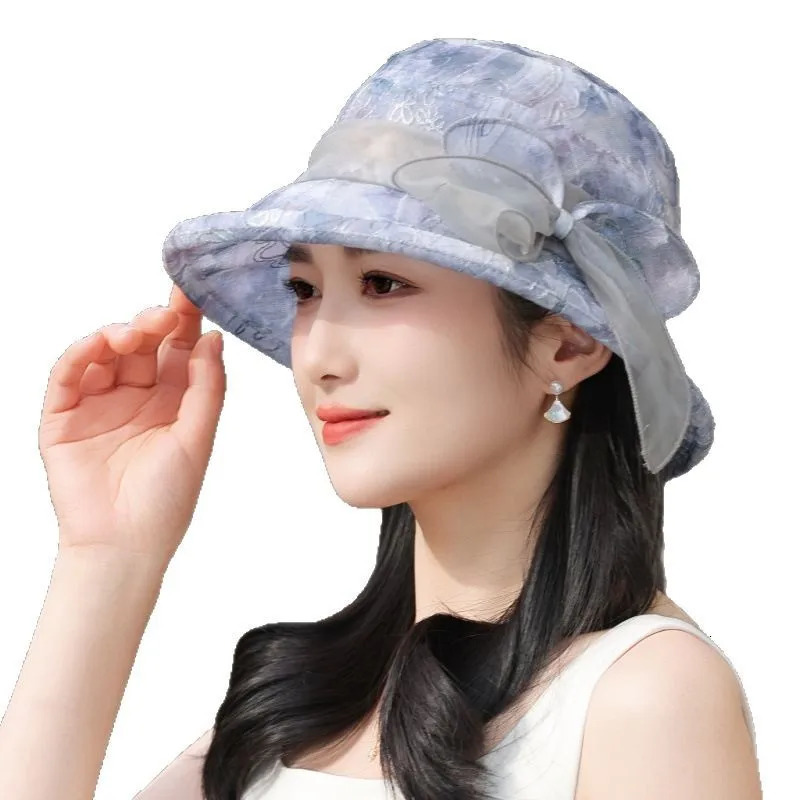 Bucket Hat Women Flower Bow Summer Hats For Women Casual Sunscreen Breathable Sun Hat Ladies Sunhat 260208