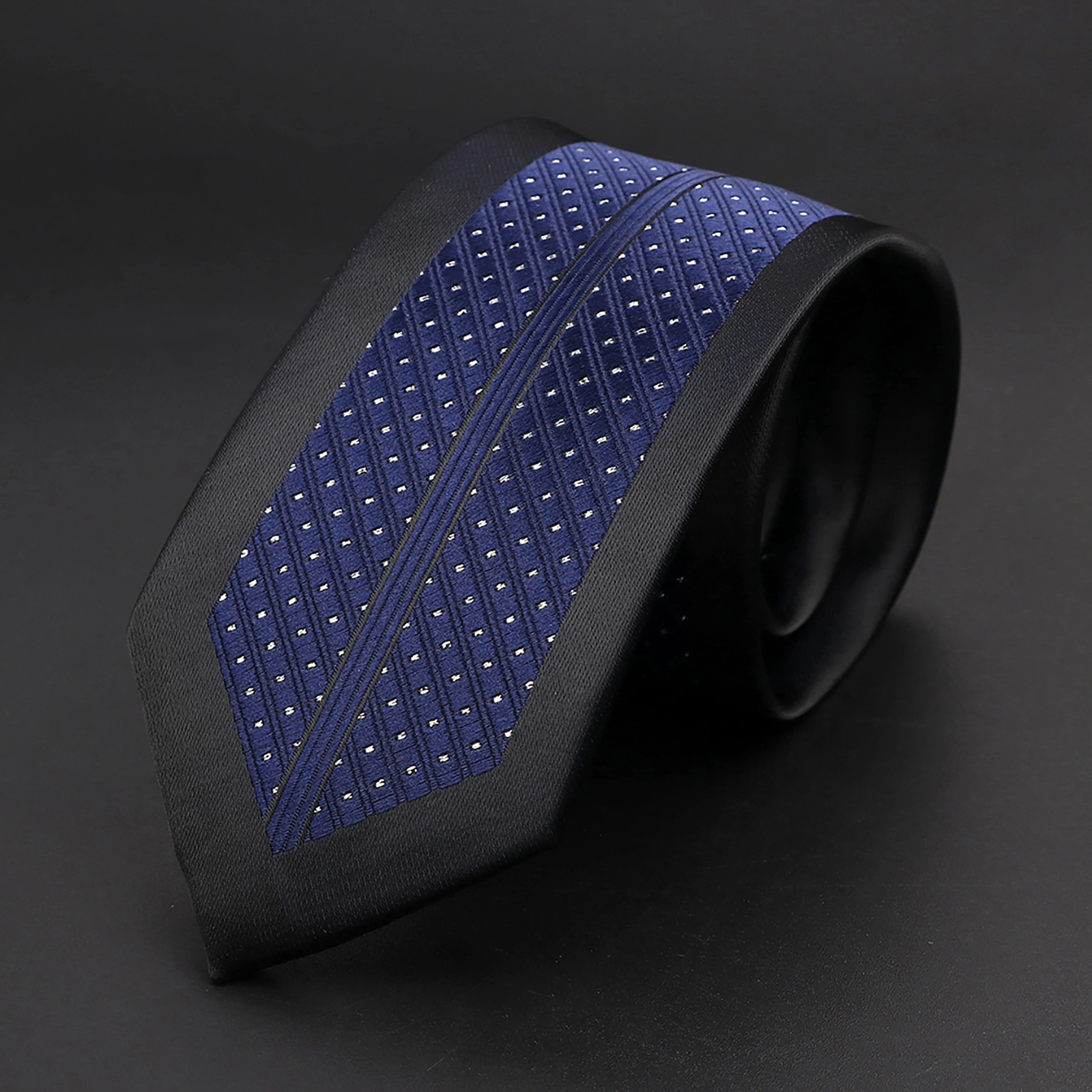 Slim Ties For Men Luxurious Splicing Creative Gravata Fashion Narrow Skinny Purple Black Cravat Wedding Party Groom Gift 260208