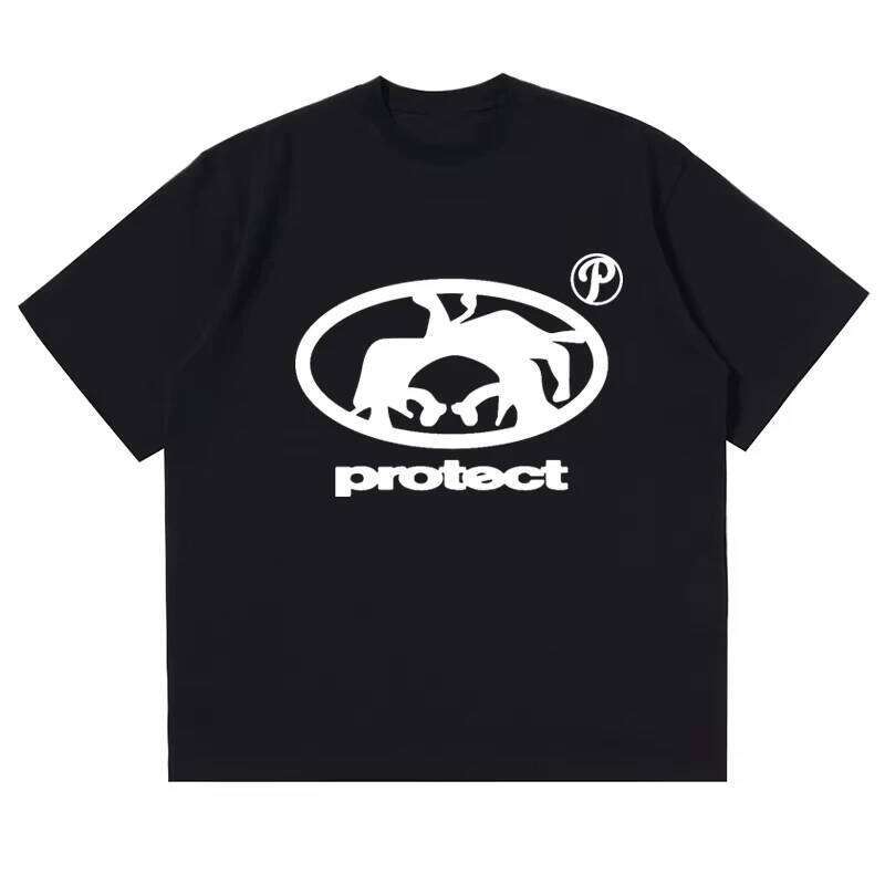 Men's 100_ Pure Cotton Top Summer Harajuku Retro Korean Fashion Y2k Street Short Sleeved T-shirt X260209