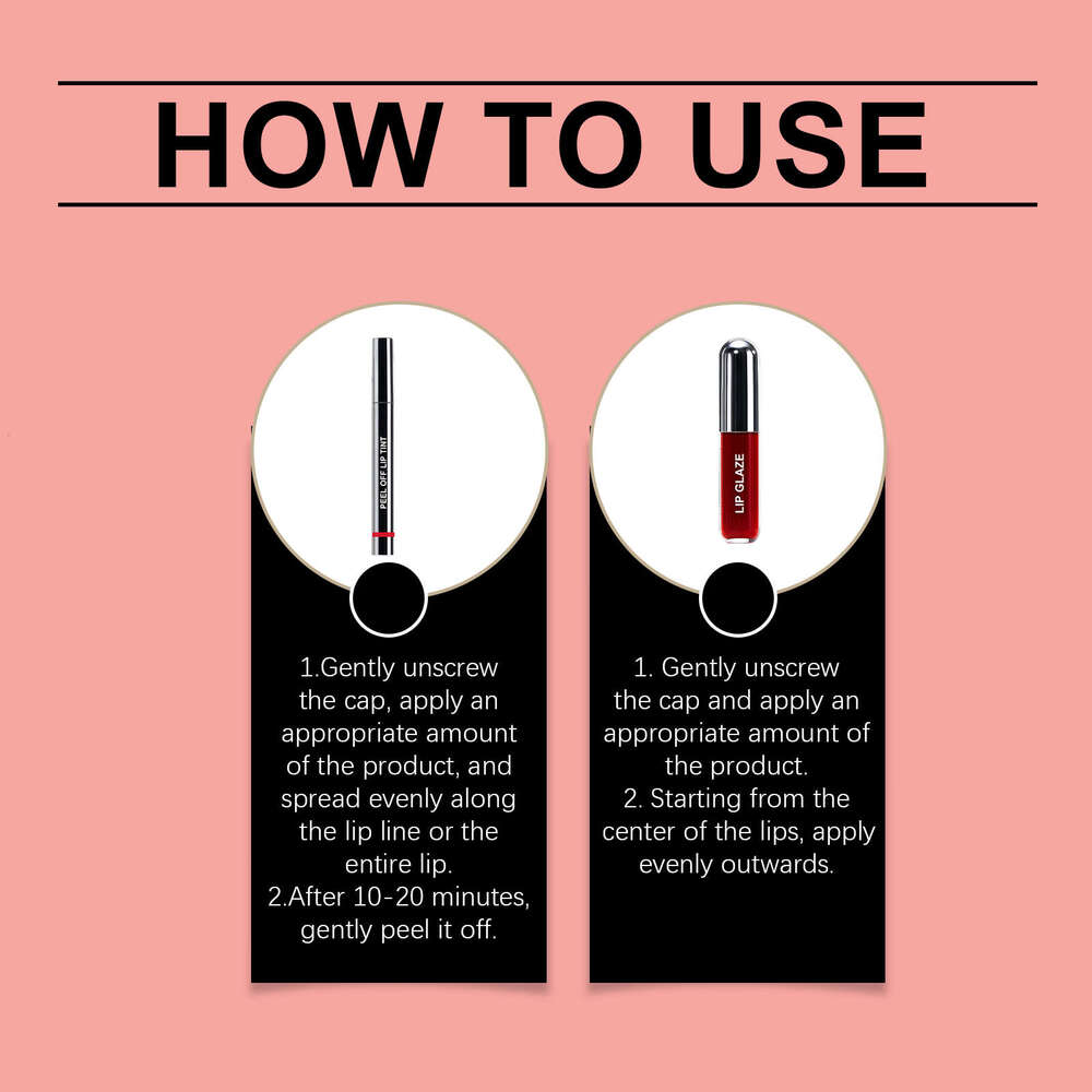 zephoco Cherry Red Peel-Off Liner and Glaze Set Daily Natural Color Moisturizing Lip Makeup
