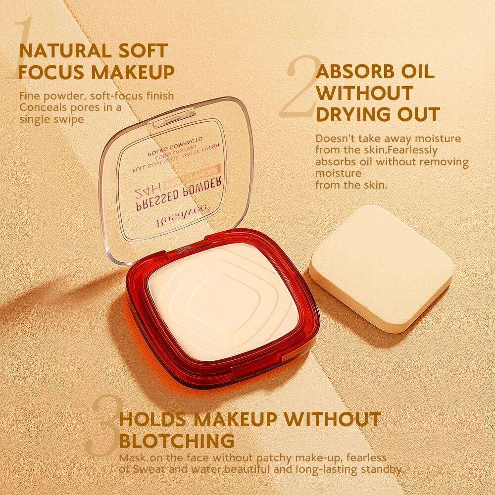 Waterproof Matte Pressed Powder Full Coverage Oil Control 24H Weightless Foundation Long Lasting Non Caking Finishing 26L0209