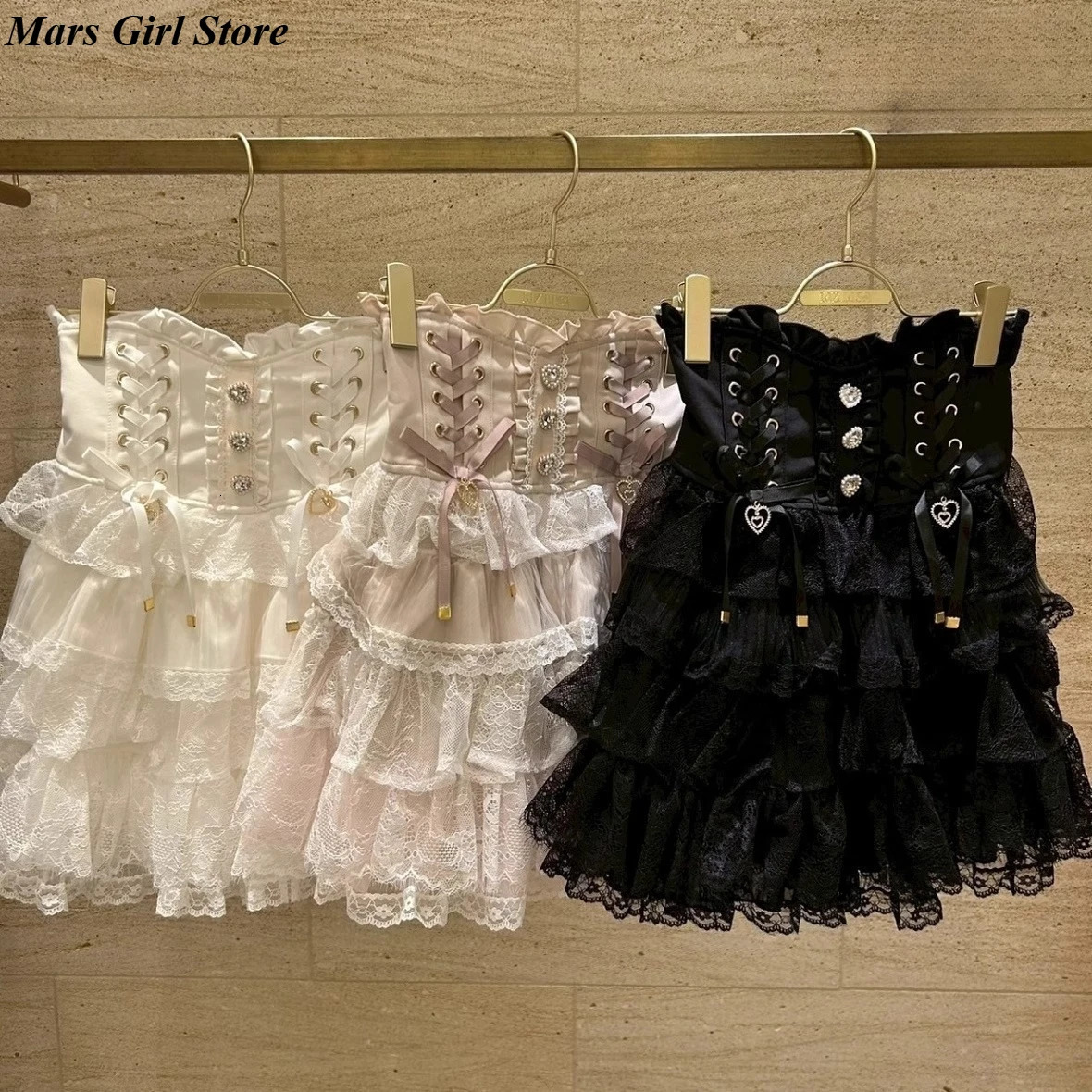 Japanese Lolita Lace Layered Skirt Women Anime High Waist Maid Style Sweet Ruffle Cake Skirt Kawaii Harajuku A-Line Mini Skirt 260122