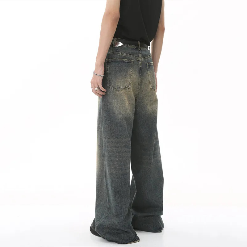 IEFB Summer Mens Denim Pants Old Blue Washed Male Jeans Straight Casual Menwear Loose Wide Leg Trousers Fashion 9C354 260122