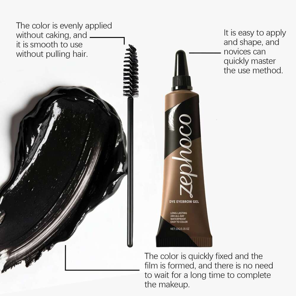 zephoco Anti-Smudge Eyebrow Tinting Cream Black - Smooth texture, easy to apply, creates voluminous, three-dimensional, natural-looking eyebrows