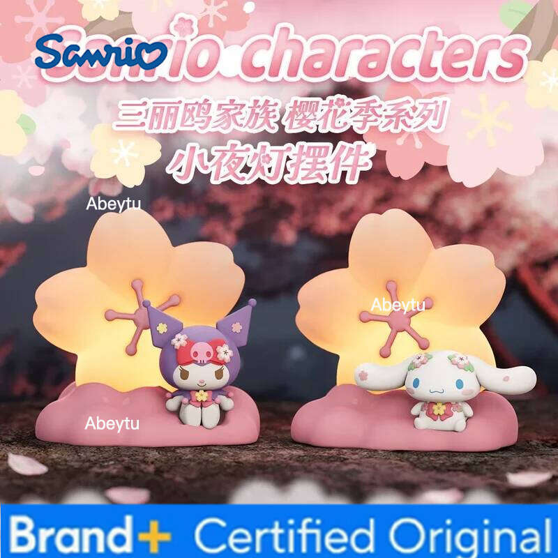 Sanrio New Sakura Series Decor Kawaii Kuromi Cinnamoroll Night Lamp Bedroom Atmosphere Light Girls Gifts H260209