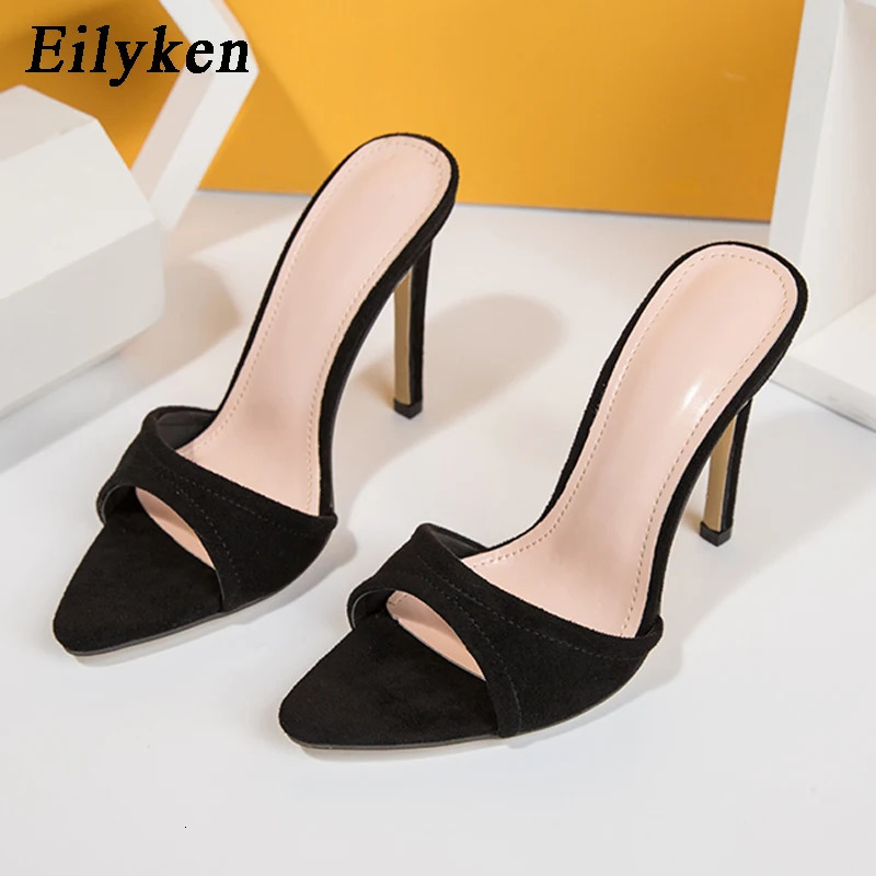 Eilyken Fashion Women Slippers Pointed Toe High Heels Sandals Sexy Stripper Party Slides Mule Ladies Shoes Size 3542 260208