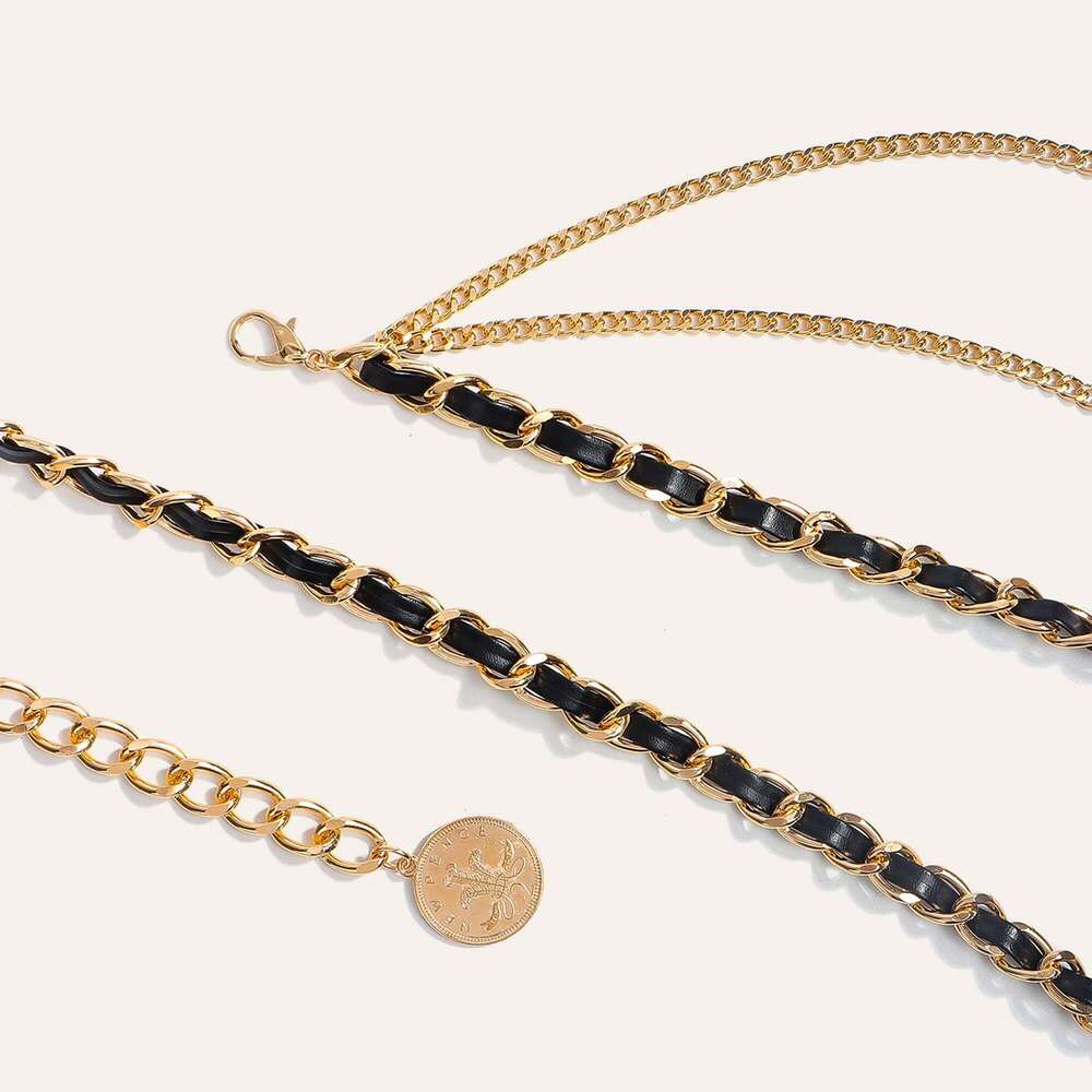 1pc Fashion Multi-Layer Metal Waist Chain for Women Versatile Dress Belt Accessory X260209