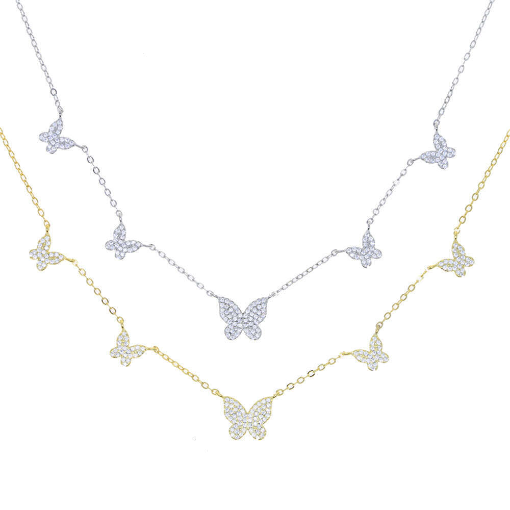 New Simple Versatile Butterfly Zircon Pendant Necklace with Diamond Heart Clavicle Chain for Daily Fashion Accessories