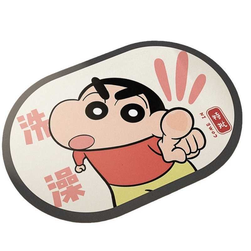 Cute Crayon Shin-chan Diatomaceous Earth Doormat Bathroom Entrance Water Absorption Quick-Dry Non-Slip Mat Household Bathroom Floor Mat S260207