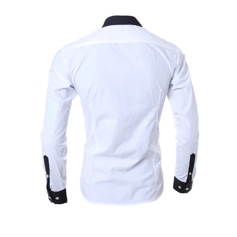 Mens Stripes Shirts Long Sleeved Slim White Social Shirts Casual Male Clothes Business Camisa Masculina Chemise christmas shirt 260208