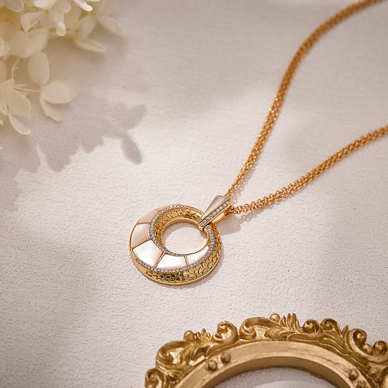 Necklace Malachite Snake-Pattern Necklace, Gold-Plated Double-Chain Vintage Necklace Personalized Donut Clavicle Chain Necklace
