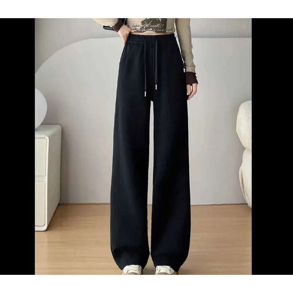 Womens Pants Extended Tall White Gray Sweatpants Women Spring Autumn Banana Plus Velvet Wideleg Winter Casual S905 H260209
