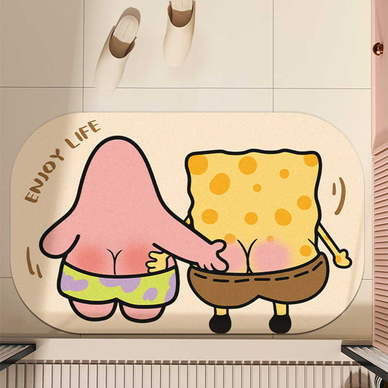 Cartoon Squishy Crystal Velvet Absorbent Floor Mat for Bathroom and Toilet Non-Slip Quick-Dry Doormat Easy to Clean Entryway Mat S260207