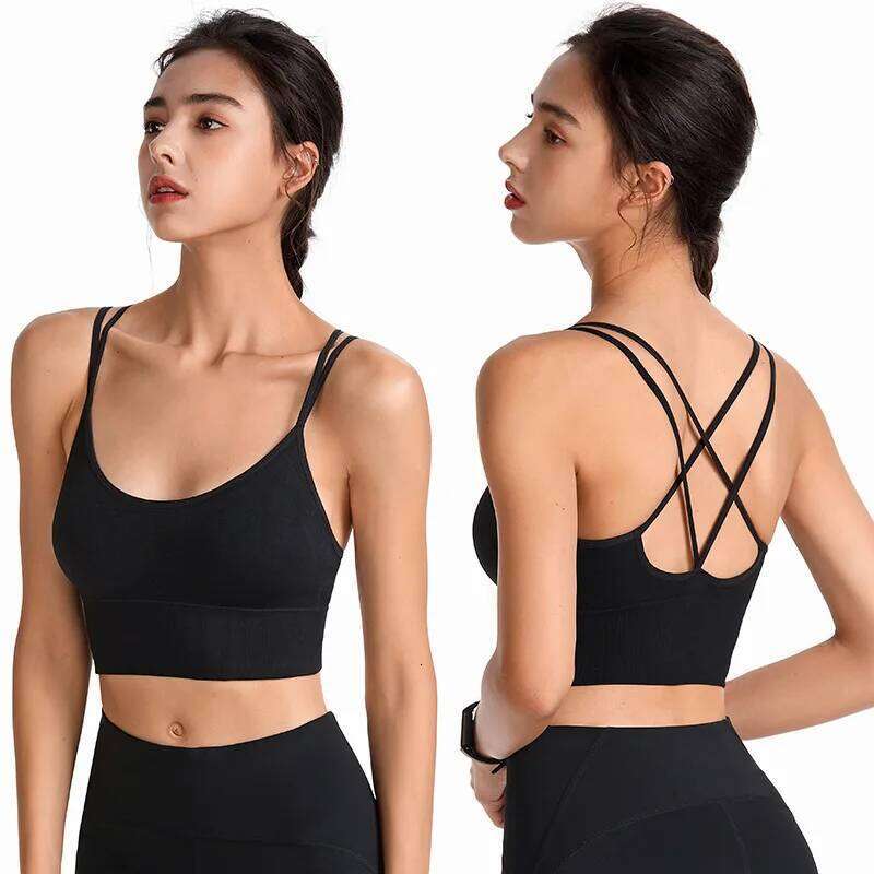 Wirefree Bra Women's Sexy Shockproof Fitness Crisscross Brassiere Training Sports Running Yoga Tank Tops Sportswear 26Y0209