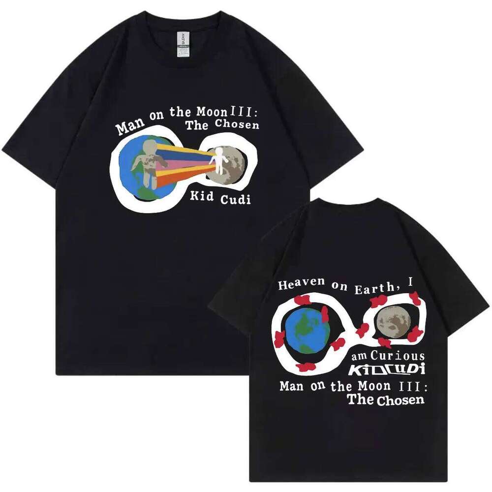 Rapper Kid Cudi Album Man on Moon III : The Chosen Graphic T Shirts Unisex Fashion Hip Hop T-shirt Casual Comfort Loose Tees X260209