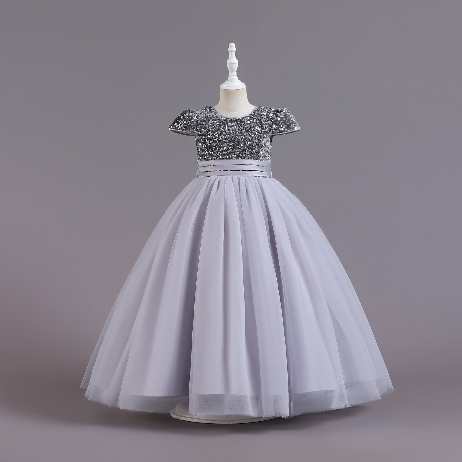 12 14 Yrs Girls Party Dresses Blue Sequined Bow Gala Prom Gown for Children Kids Formal Events Costume Birthday Princess Clothes 240704