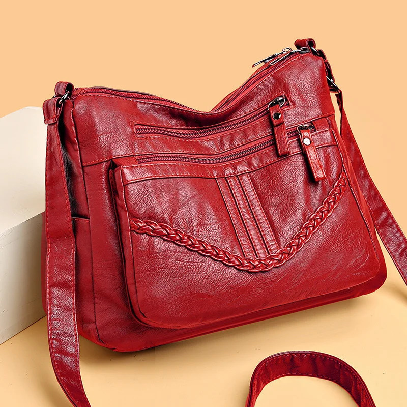 Vintage PU Crossbody Bag Retro Multi Layer Shoulder Womens Fashion Handbag Purse Female Work Travel Messenger 260208