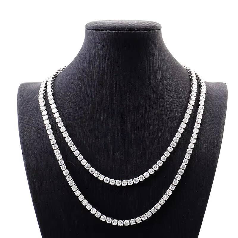 2026Gra Vvs Cluster Wholesale Round Cut 2mm 3mm5mm 4mm Bracelet 925 Sterling Silver Necklace Moissanite Tennis Chain Sparkle