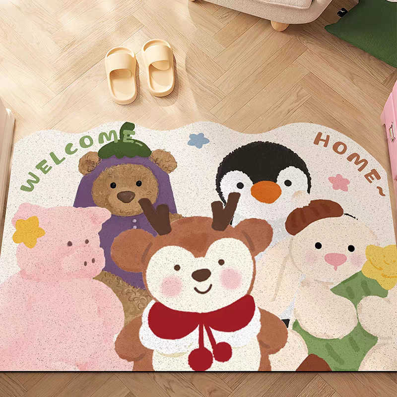 Cartoon Small Animal Entryway Doormat Dirt-Resistant and Easy to Clean Cuttable PVC Loop Doormat Entrance Mat S260207