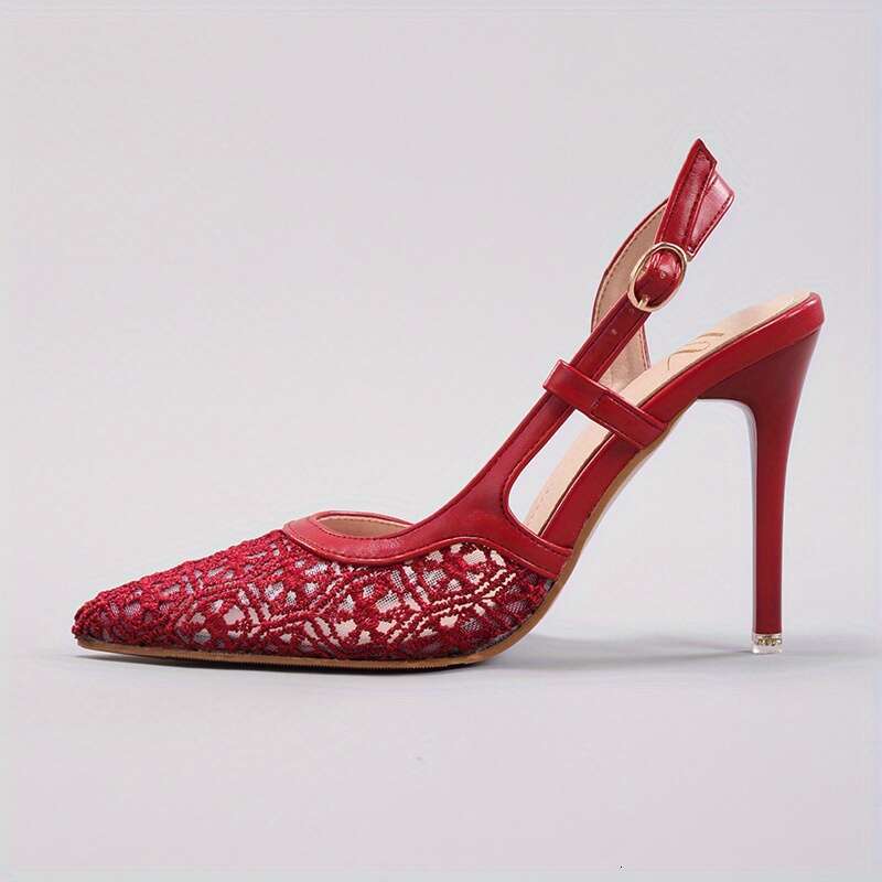 Lace Trimmed High Heels Women Elegant Sexy Pointed Toe Sandals For Summer Banquets Parties And Weddings Women Shoes MOJIDASHU