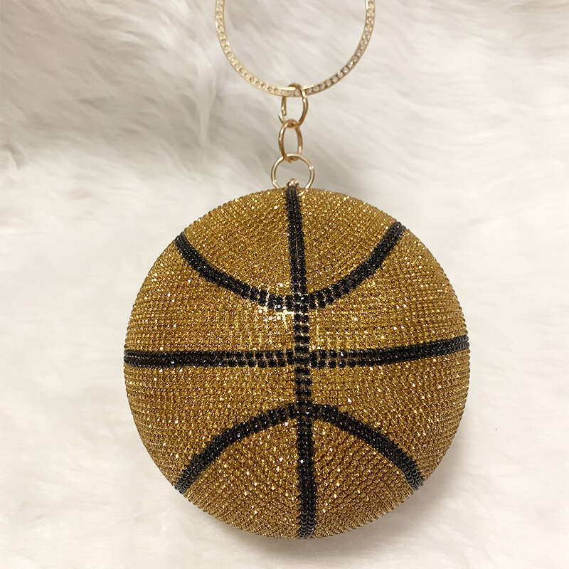 New Wholesale Round Basketball Ball Shaped Evening Fashion Handbag Sweet Lady Diamond Banquet Bag