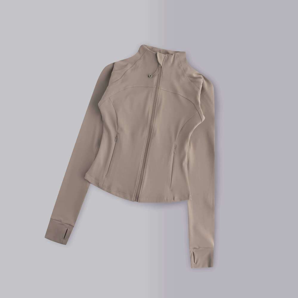 Gym Women's Full Zipper Yoga With Thumbholes Fitness Running Stretch Fit Long Sleeve Round Neck Top Sportswear 26Y0209