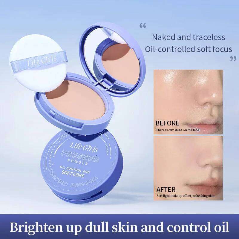 Life Girls Setting Powder Compact, waterproof sweat-proof, improves skin tone, brightens naturally, and sets naturally 26L0209