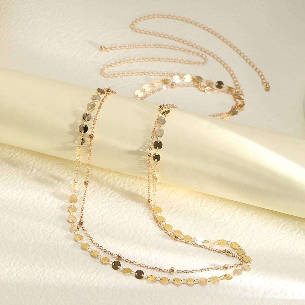 Double Layer Sequin Coin Waist Chain Belt Summer Boho Beach Bikinis Simple Adjustable Body Jewelry Set for Women Gifts 2024 New X260209