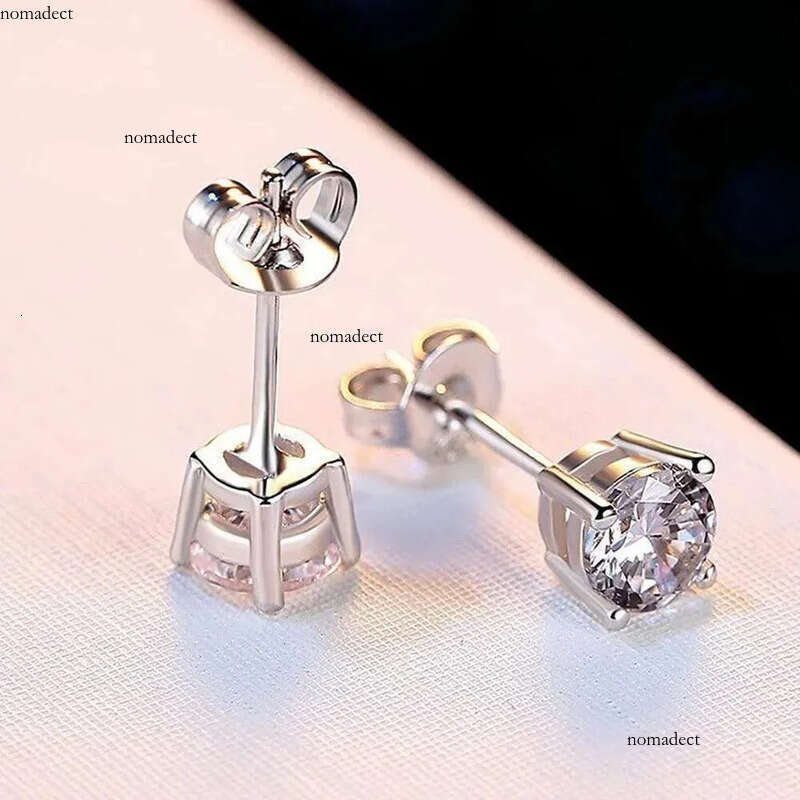Moissanite Stud Earrings, White Gold Plated Sterg Sier Earring, 0.3-2.0 Carat Lab Created Dia Men Women Jewelry b4