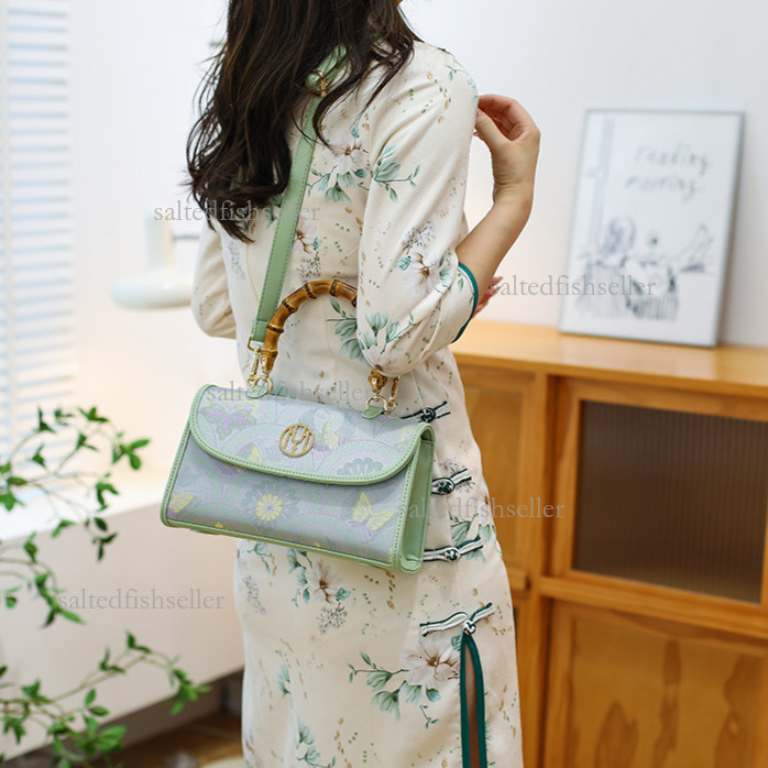 2026 Chinese Style Luxury High-quality Leather Buckle Shoulder Crossbody Bag Fashion Ancient Style Retro Atmosphere Dinner Handbag Paired With Cheongs