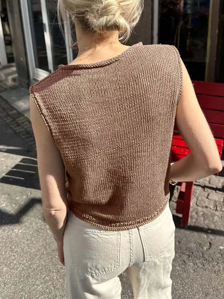 Womens roundneck woolen vest fashionable versatile and casual suitable for daily outings Only the is included 260130