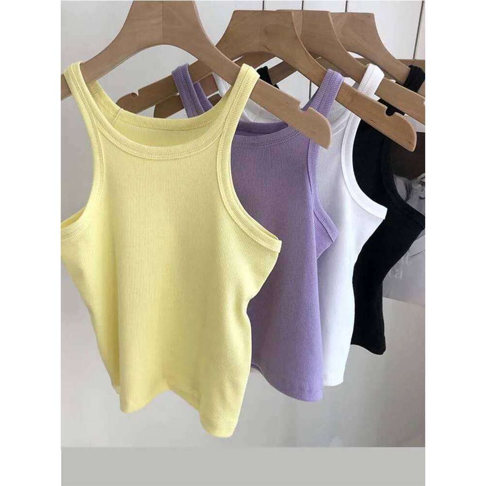 2024 Tank Tops Sexy Cropped Top Female Summer Camisole Camis Black White Sport Clothes For Women 26Y0209