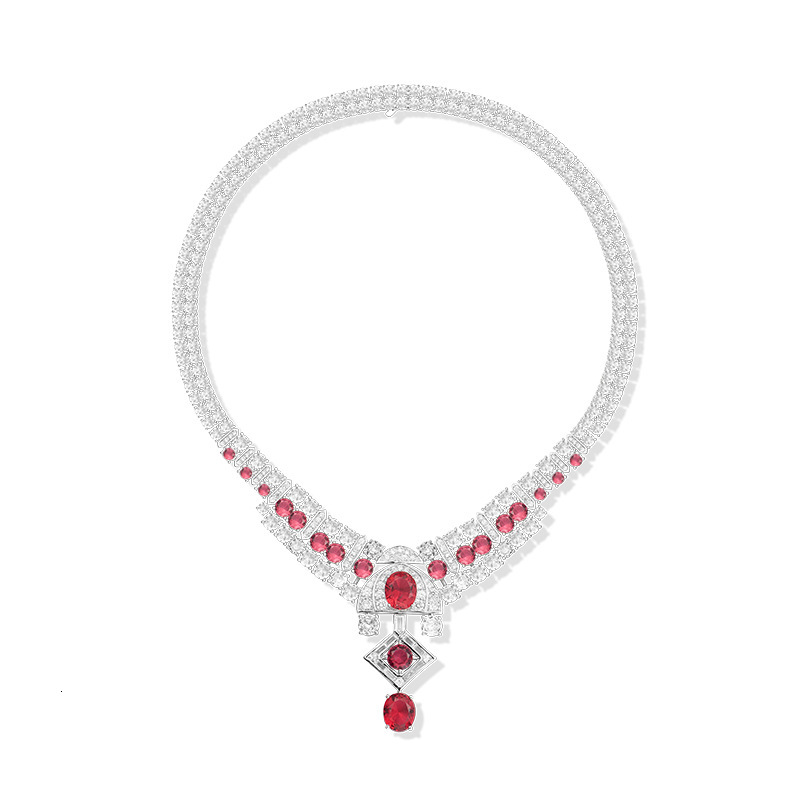 Necklace Red Diamond Mermaid Necklace, Gold-Plated, Elegant Necklace, Suitable For Evening Dresses, Bridal Gowns, Women's Collarbone Necklace