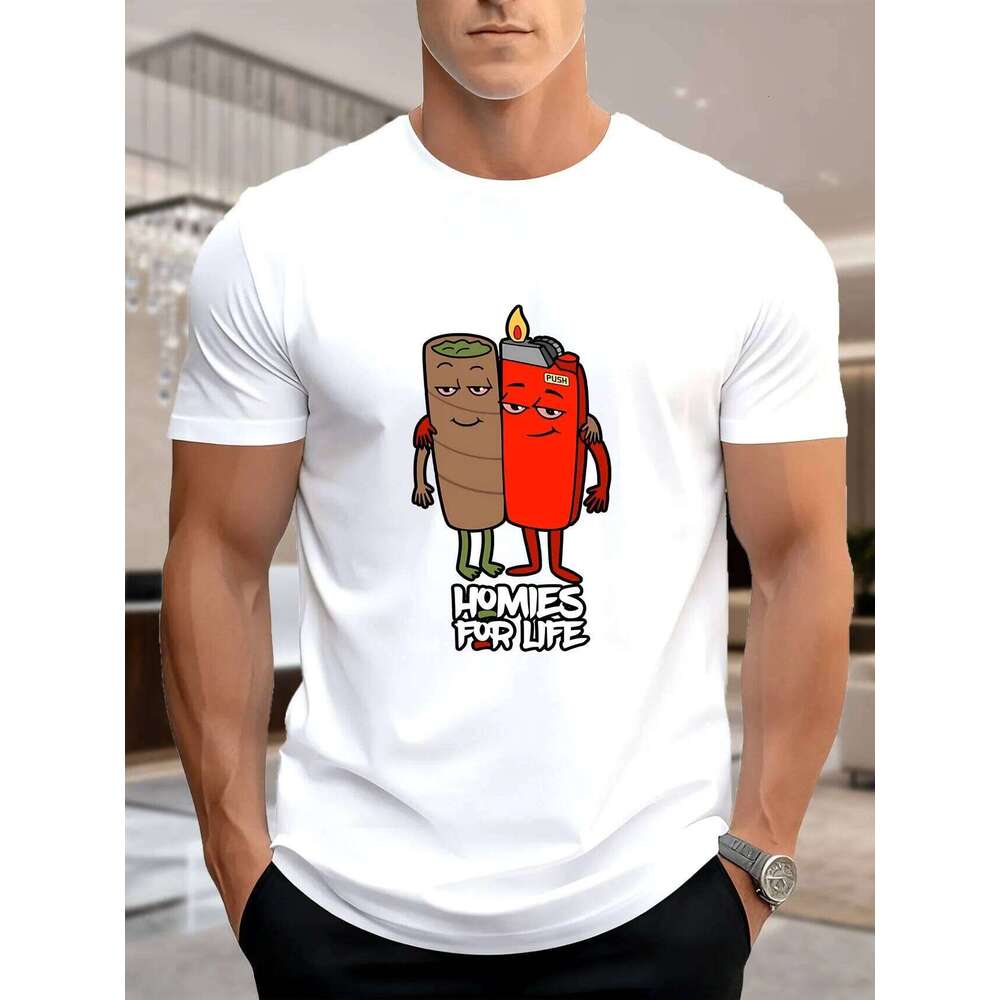 New Arrival Fashion Men's Cotton Hot Dogs Print T-Shirt Breathable Soft Stylish Casual Daily Wear with Funny Graphic Tee X260209