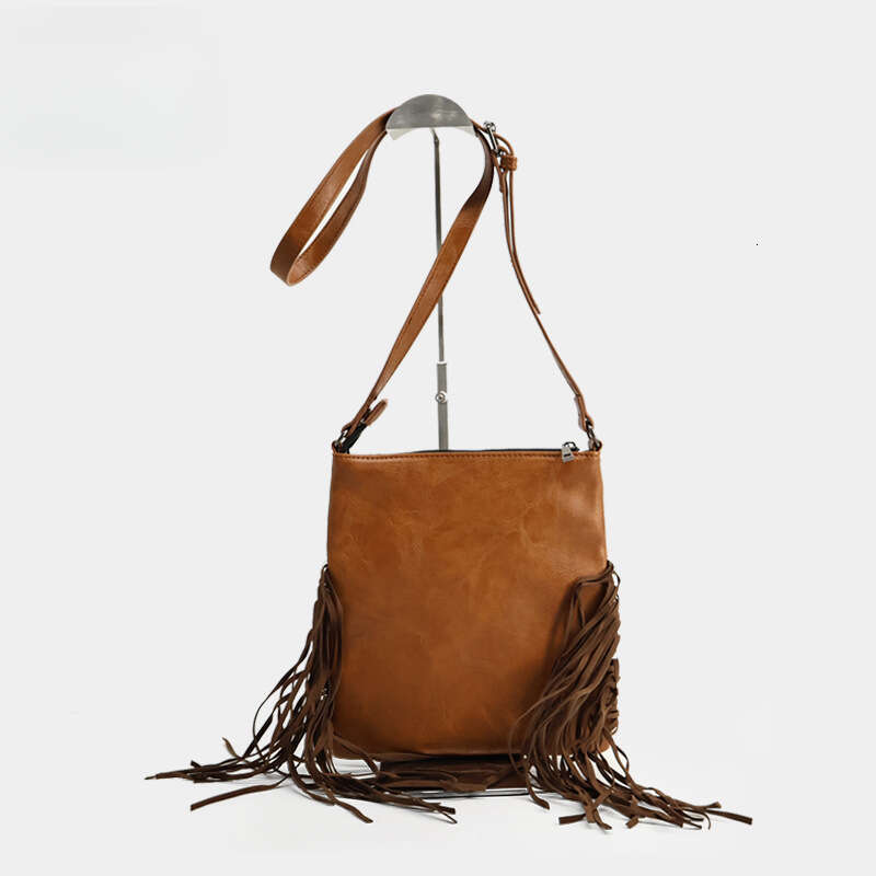 Totebag Shoulder ROSE NOIRE Bohemian New Vintage Embossed Small Square Horsehair Crossbody PU Cross Border Tassel Women S Bag Wholesale