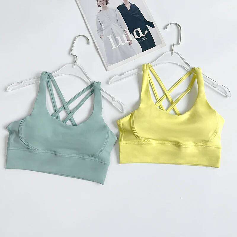 Solid Color Fitness Yoga Race Sports Bras Nylon Top Bra Sexy Breathable Underwear For Women Gym 26Y0209