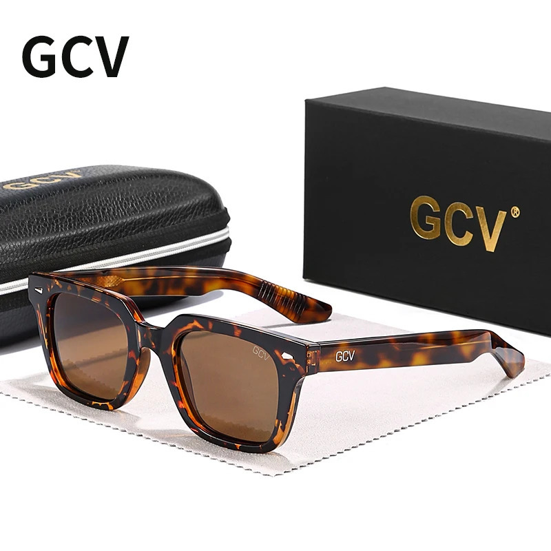 GCV Appearance Patent Acetate Fashion Women Sunglasses Retro Rectangle Sun Glasses Female Vintage Square Eyewear 260206