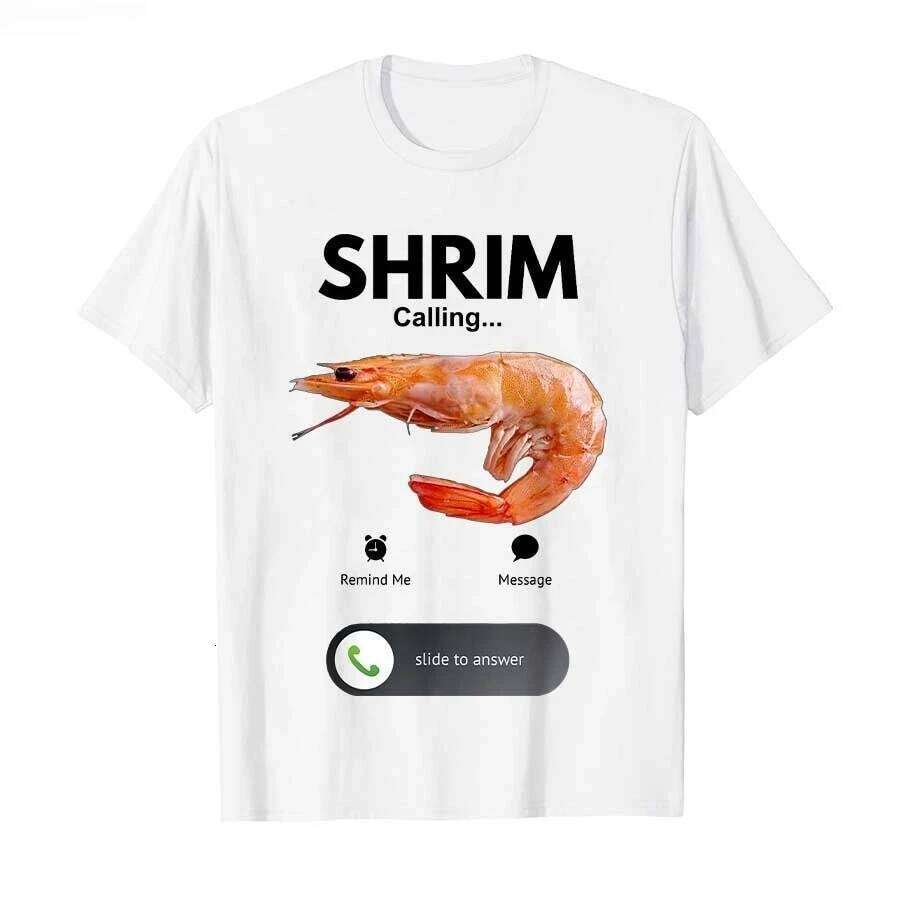 Shrim Is Calling Misspelled Funny Shrimp Meme Printed T-shirt for T Shirts Short Sleeve Tops Women Clothing X260209