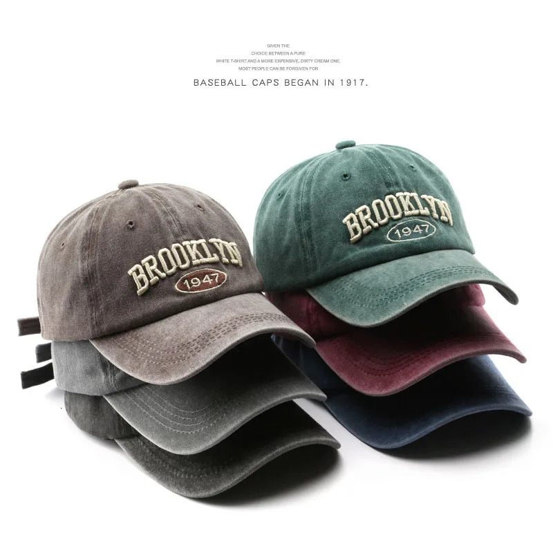 Retro brooklyn Letter Embroidery Baseball Caps Spring Summer Men Women Cotton Adjustable Casual Hat Hip Hop Streetwear Sun Hats 260204
