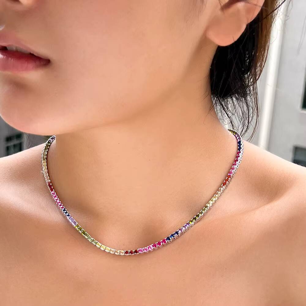 Ready to Ship Customize Jewelry Product 17inches 25mm 3mm 4mm Moissanite VVS S925 Sterling Silver Table Tennis Necklace for Women Man