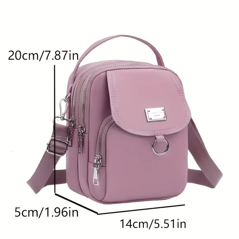 Lightweight Nylon Womens Crossbody Bag Casual Mini Handbag with Multiple Zip Pouch Chic n Shoulder for Everyday Use 260208
