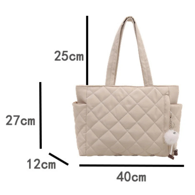 Multi Pocket Women Mailman Bag Diamond Patterned Cotton Clothing Shoulder Bag Large Capacity Tote Bag Casual Nylon Shoulder Bag260128
