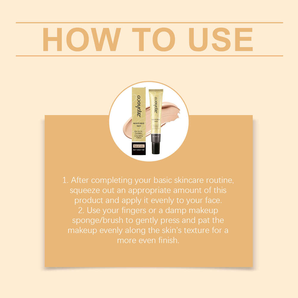 zephoco Color Gentle Lightweight Moisturizing Natural Fit Concealer Breathable Foundation