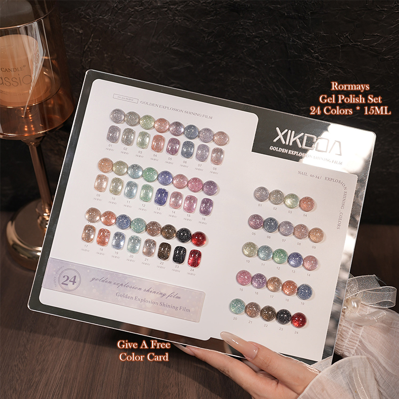 XIKCOA Glitter Gel Nail Polish Set 24 Colors Super Shiny Starry Diamond Varnish Soak Off UV/LED Cured For Salon & DIY Manicure