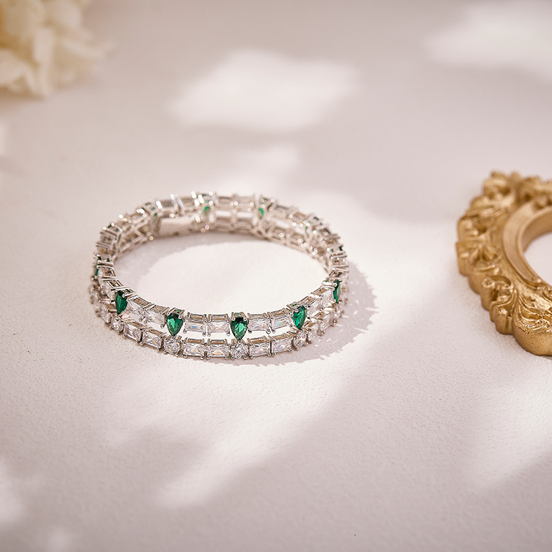 Bracelet, Double-Layer Pear-Shaped Diamond Bracelet, Sugar Cube Bracelet, Gold-Plated Bracelet,High-End Design, Light Luxury Texture Bracelet,