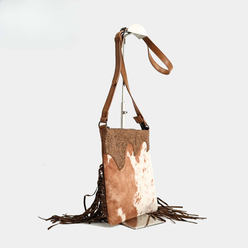Totebag Shoulder ROSE NOIRE Bohemian New Vintage Embossed Small Square Horsehair Crossbody PU Cross Border Tassel Women S Bag Wholesale