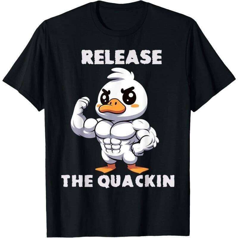 Funny Duck Fitness Black T-shirt For Men Fun Humour Text 3D Print Hip Hop Tee Shirts Summer Gym Sport Breathable Fashion Top X260209