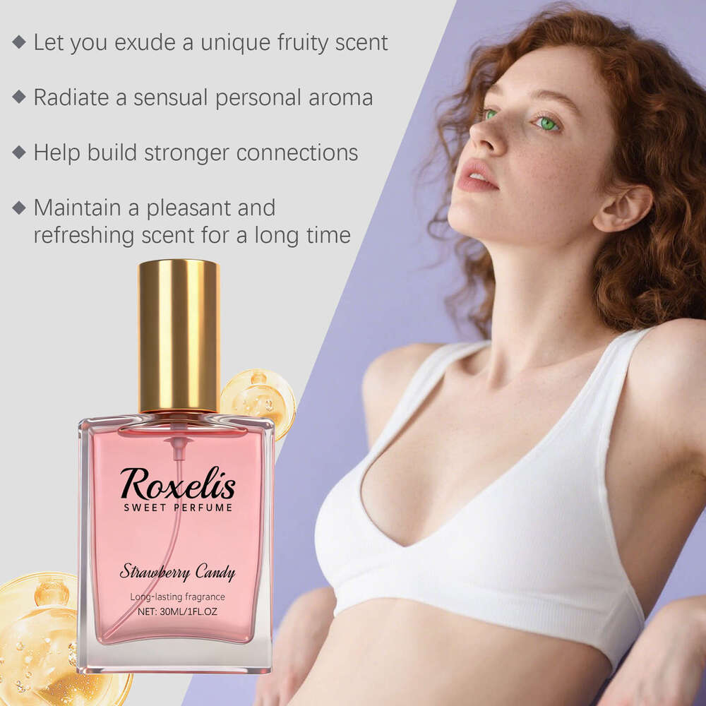 Roxelis Strawberry Sugar Natural Fruity Fresh Sweet Girly Scent for Daily Dating and Commuting Portable Fragrance