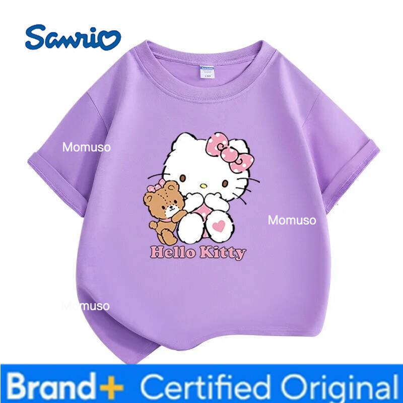 Sanrio Summer Baby Girls 100% Cotton Clothes Kid Children Cute Hello Kitty Printed T-shirts Cartoon Short Sleeve Top Outfits H260209111